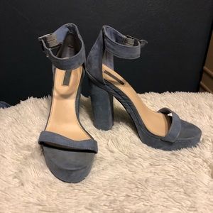 Pastel blue suede heels size 7.5